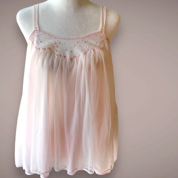 Vintage Other - VTG Blush & Cream Layered Lingerie Sleep Top | M